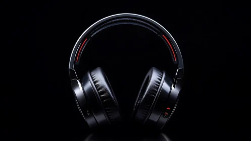 Premium over-ear headphones with metallic finish and red accents