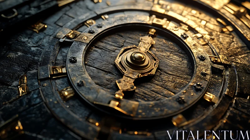 Macro view of concentric brass and iron clockwork mechanism