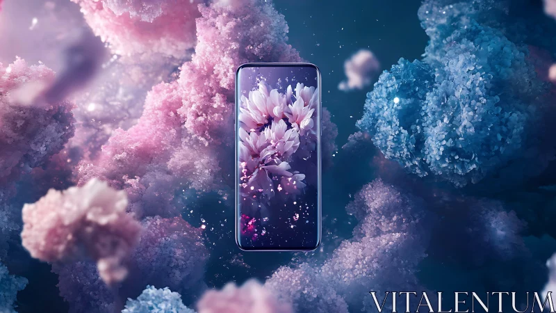 Dreamborne smartphone blooms in floating pastel nebulae.