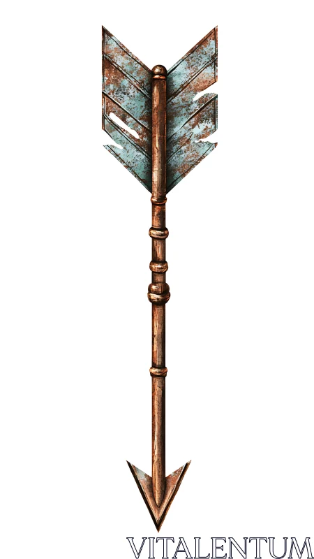 Rustic digital painting of vertical metal arrow emblem.