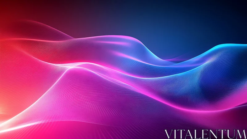 Neon gradient waveforms form luminous abstract data landscape