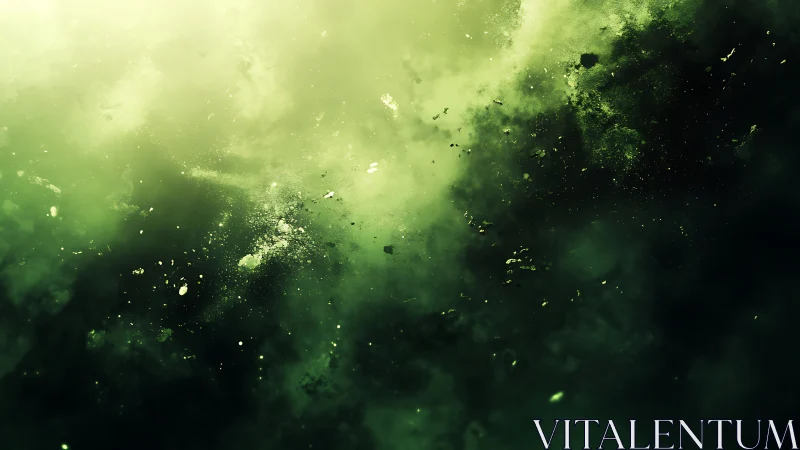 Emerald cosmic nebula swirls through fractured starlight.