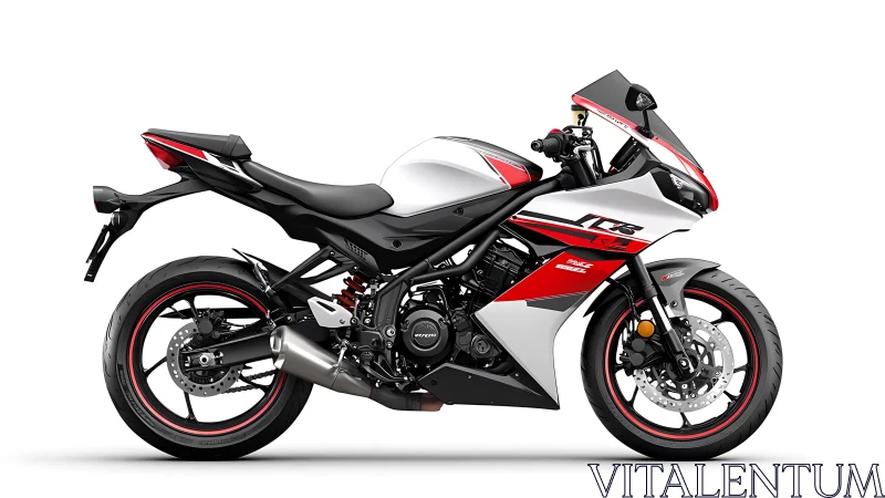 Sport motorcycle profile with dynamic red and white livery.