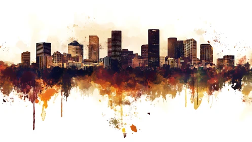 Warm autumn skyline painted in splashes of city color.