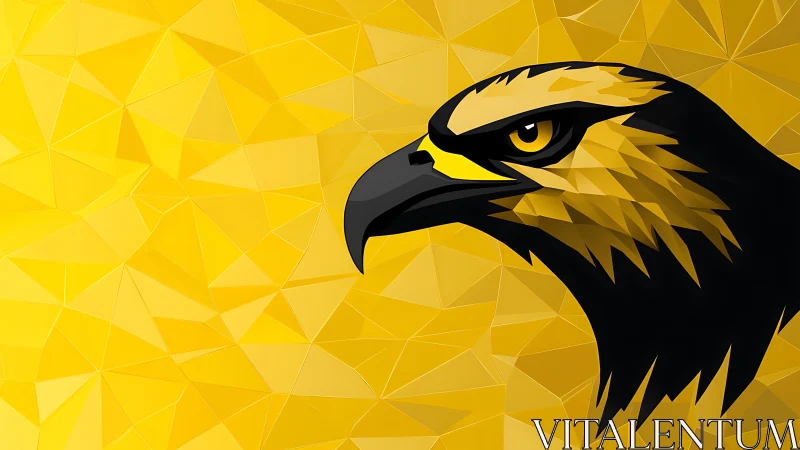 Golden polygon hawk profile slicing through faceted light.