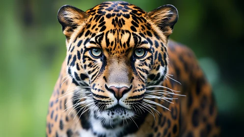 Tiger Portrait: Frontal Close-Up with Striking Blue Eyes