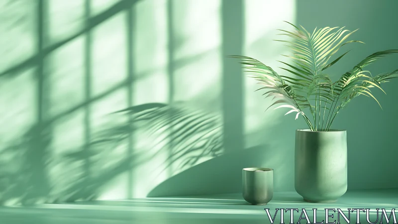 Minimalist botanical still life in soft directional sunlight.