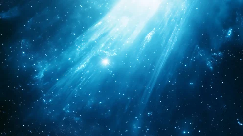 Starlit cascade pouring blue radiance across deep space.