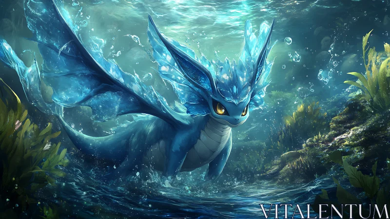 Luminescent aquatic creature in dynamic underwater environment