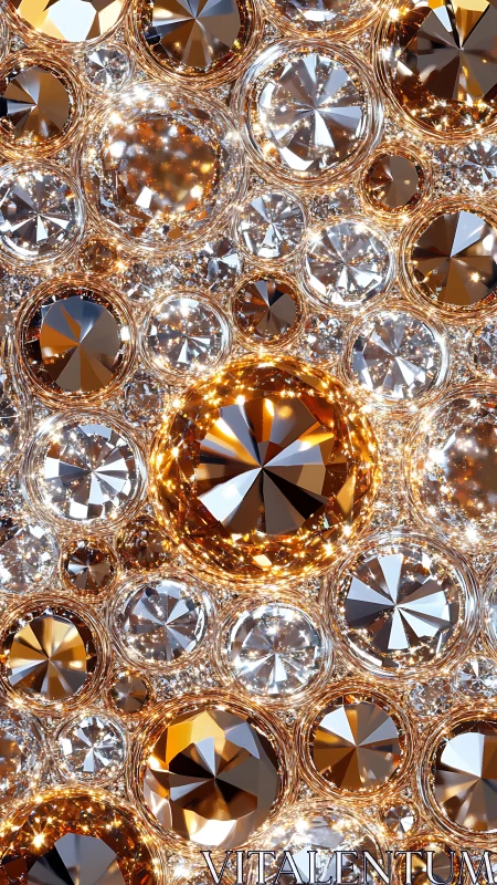 Gold and silver faceted crystal circles in tight pattern.