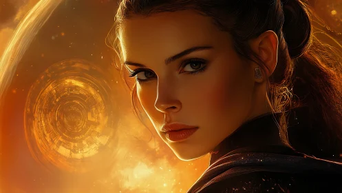 Starlit navigator against molten ringworld horizons.