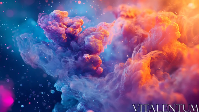 Chromatic nebula clouds in luminous bokeh environment.