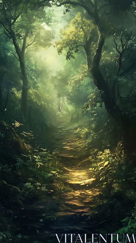 Luminous Woodland Passage: A Cathedral of Emerald Light.