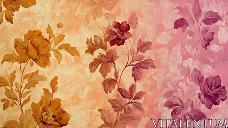 Digital floral gradient panel with painterly botanical overlays.