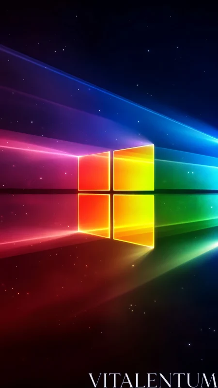 Nebula window slices rainbow light through a quiet cosmos