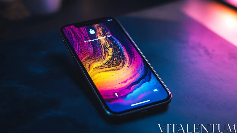 Liquid Neon Dreams Swirl Across Black Phone Display