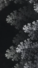 Fractal snowflake pattern on dark blurred background.