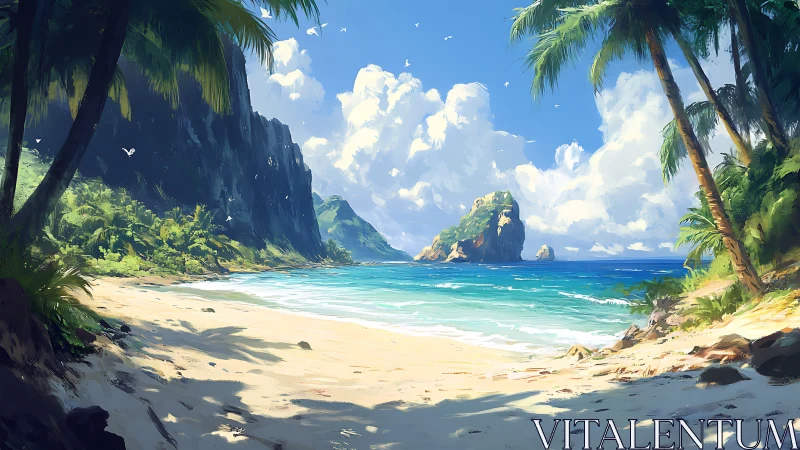 Tropical Paradise Beach: Secluded Cove with Dramatic Cliffs.