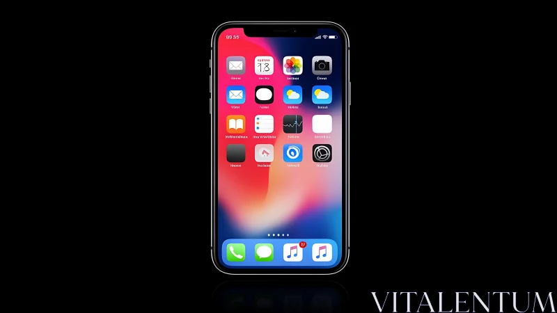 iPhone with Multicolored Gradient Home Screen Interface