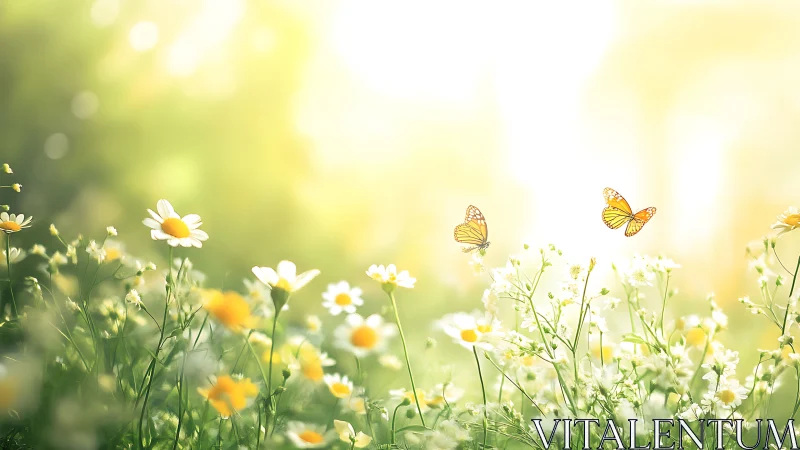 Soft sunlight, gentle butterflies, and a meadow in bloom.