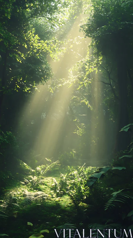 Enchanted Forest Cathedral Where Sunlight Baptizes Ancient Canopy