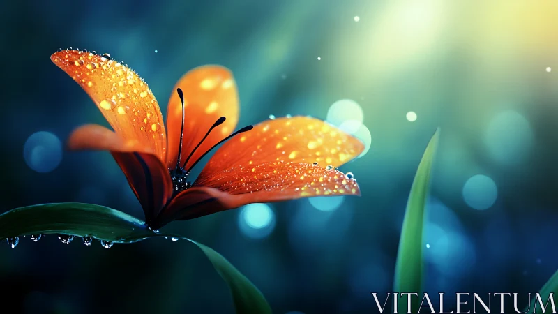 Dewlit Ember Blossom under teal dawn bokeh skies.