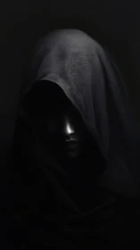 Soft glow beneath the hooded shadows of quiet mystery.