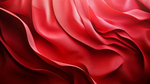 Crimson fabric waves flow in layered, sculpted folds.