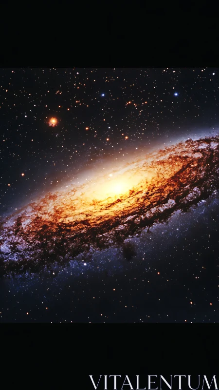 Edge-on spiral galaxy glows with dense dusty core illumination