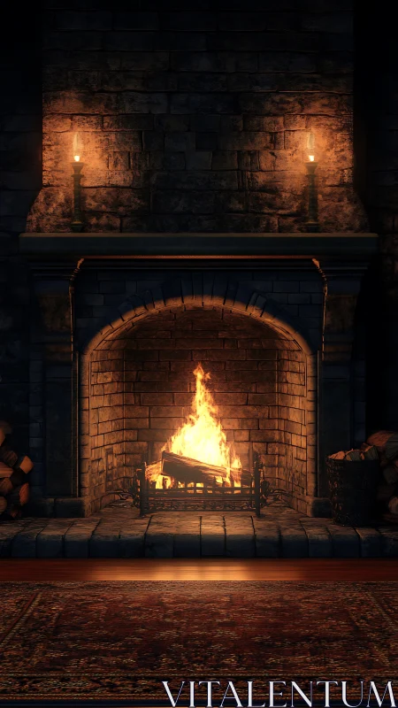 Crackling Warmth: A Fireplace's Glowing Embrace.