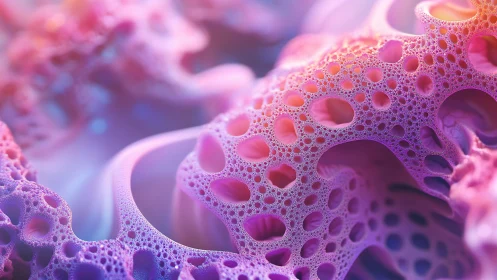 Neon coral lattice breathes in dreamy macro pastel light.