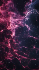 Cosmic nebula filaments glow in a deep star-filled void.