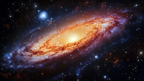 Swirling starlit galaxy cradling a glowing golden heart.