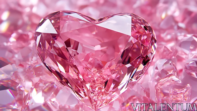 Pink Crystal Heart Gemstone Composition