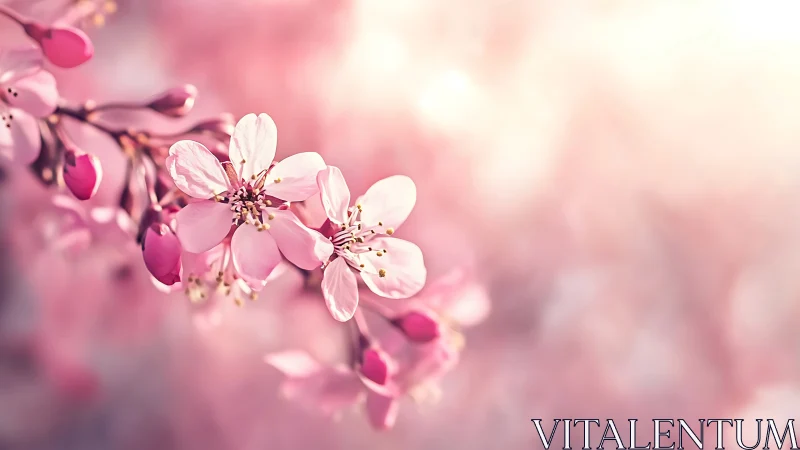 Delicate Spring Blossoms Dance in Soft Pink Luminescence