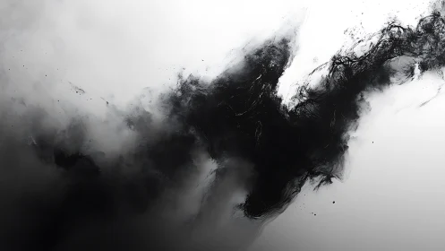 Inkstorm unravels across a pale sky of blurred silence