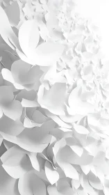 Layered white paper petals forming abstract surface pattern.