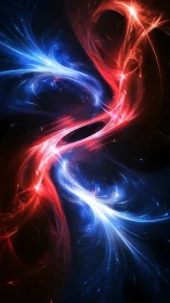 Dual energy stream composition with luminous S-curve flow.