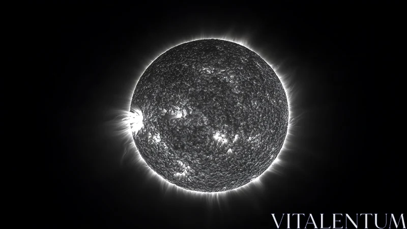 Monochrome solar sphere renders intense coronal energy ring