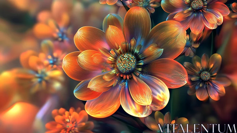 Luminous abstract blossoms glow in vivid neon petals.