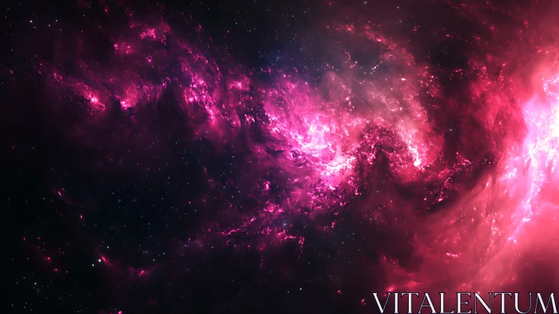 Vibrant magenta nebula swirls through deep starfield