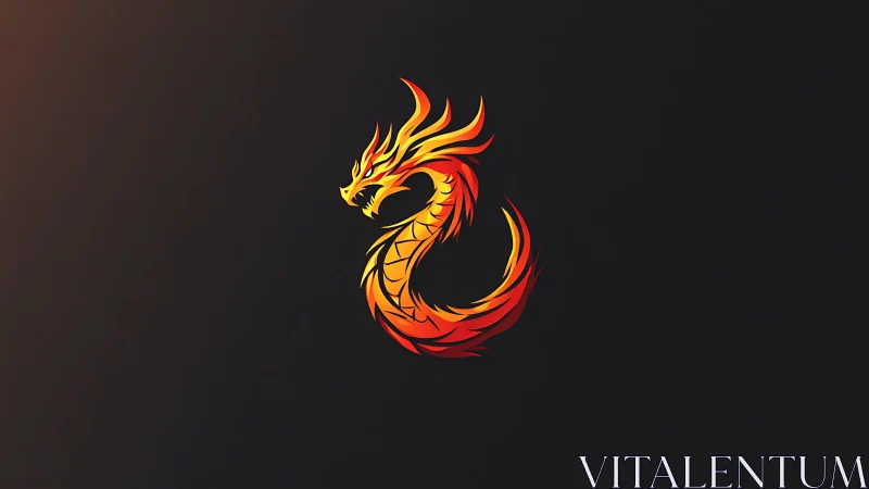 Coiled ember dragon emblem blazing against midnight hush.