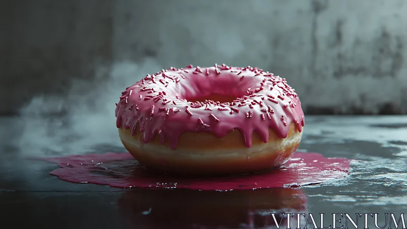 Magenta Glazed Donut Cascades in Syrupy Splendor
