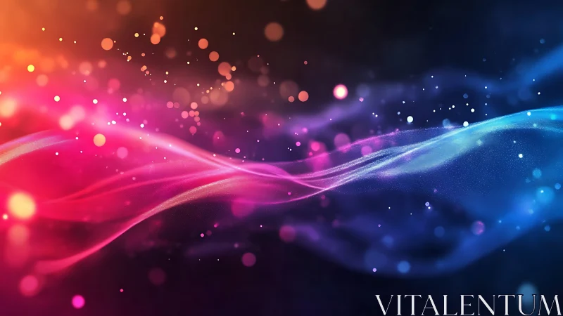 Neon light waves flow through deep cosmic gradient field.