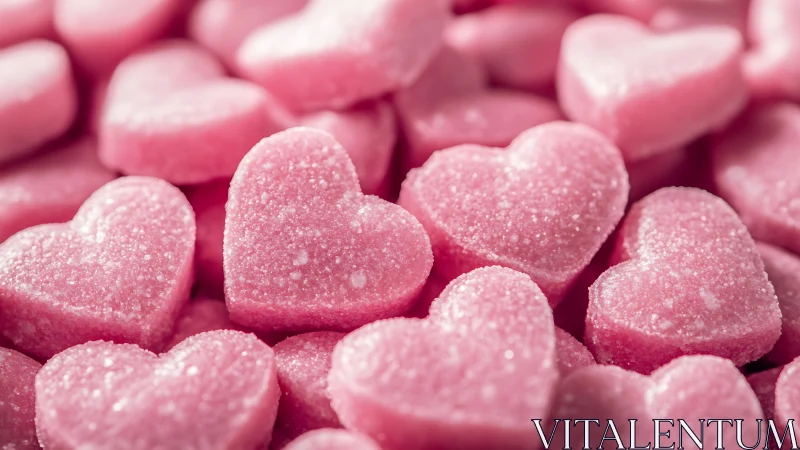 Confection of Bliss: Pink Sugar-Dusted Hearts in Sweet Reverie.