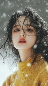 Snow-dusted portrait captures quiet warmth in winter light