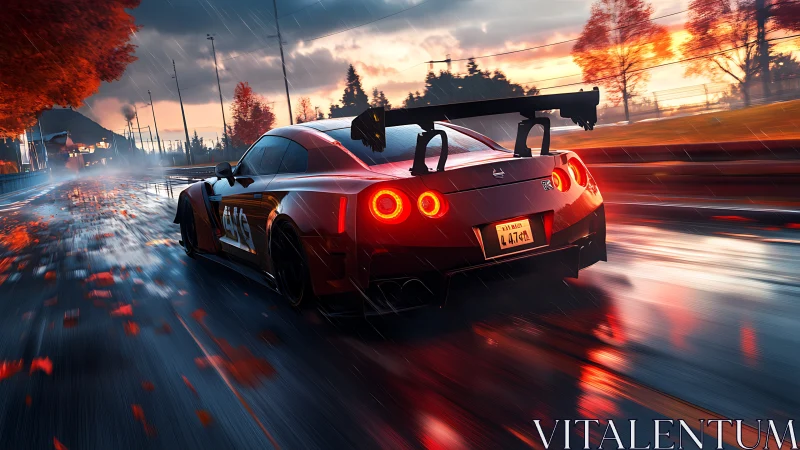 Streetlit storm of speed lets crimson racer carve rain rails