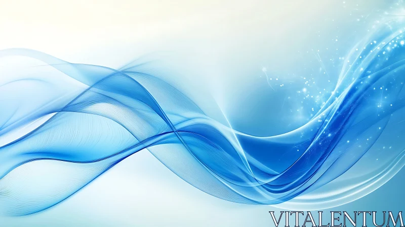 Blue translucent waveforms curve across bright white gradient