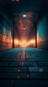 Neon tunnel corridor with glowing horizon light source.