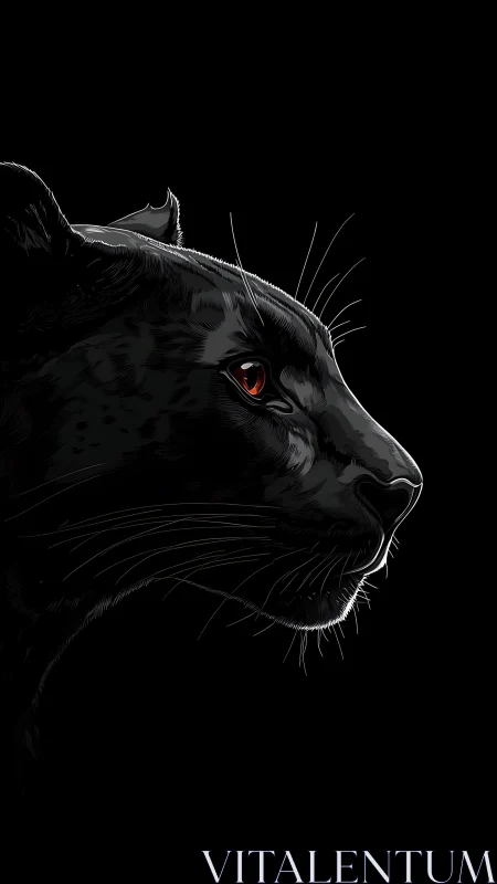 Black Leopard Profile: Feline Intensity with Glowing Red Eyes.